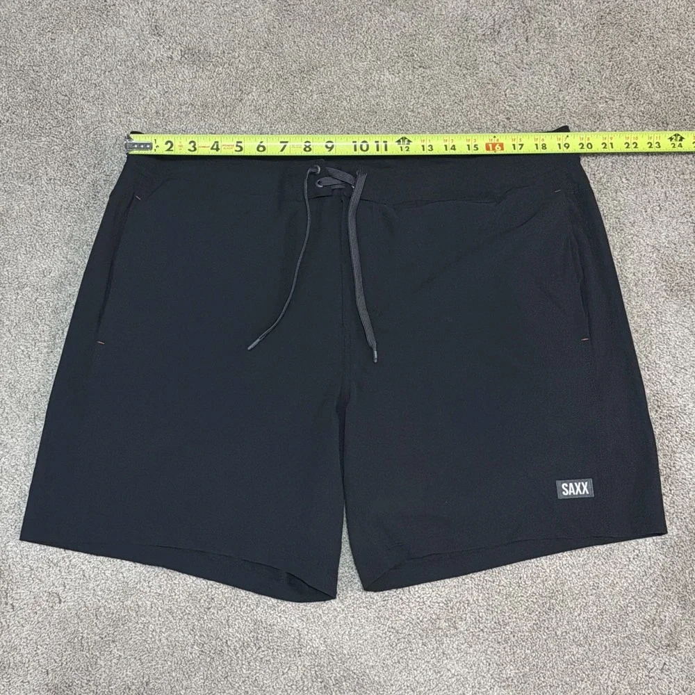 Saxx Shorts Mens 38x7 Black Betawave 2N1 Lined Board Shorts W/Ballpark Pouch